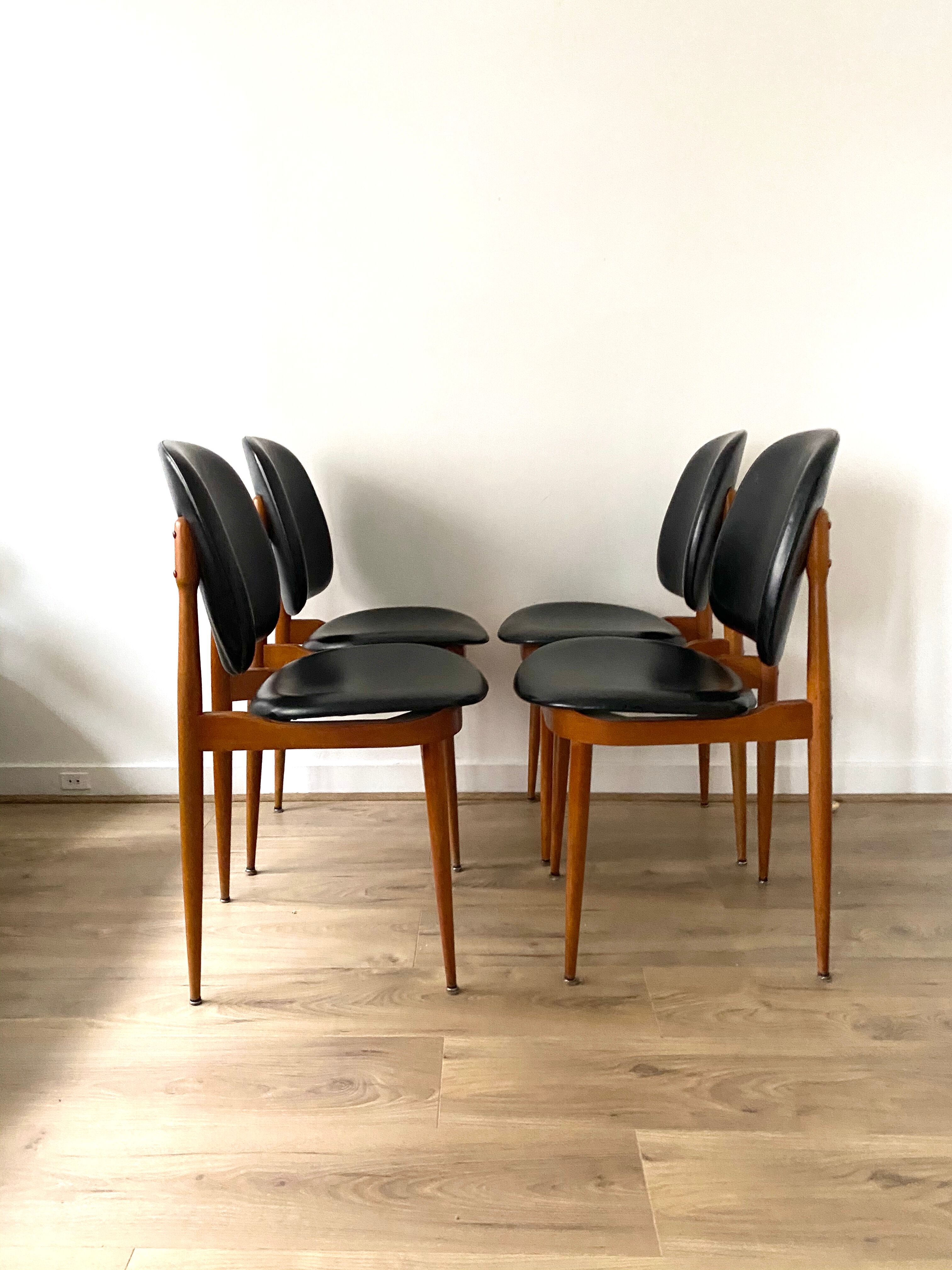 Series of four scandinavian chair model Pegasus by Baumann