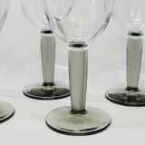 8 Bormioli Rocco Vintage Crystal Water Glasses with Grooved Grey Base