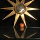 Mirror sun deforming 61 cm in gold metal with gold leaf said witch
