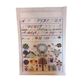 French vintage very large cross stitch sample exercise, 1977