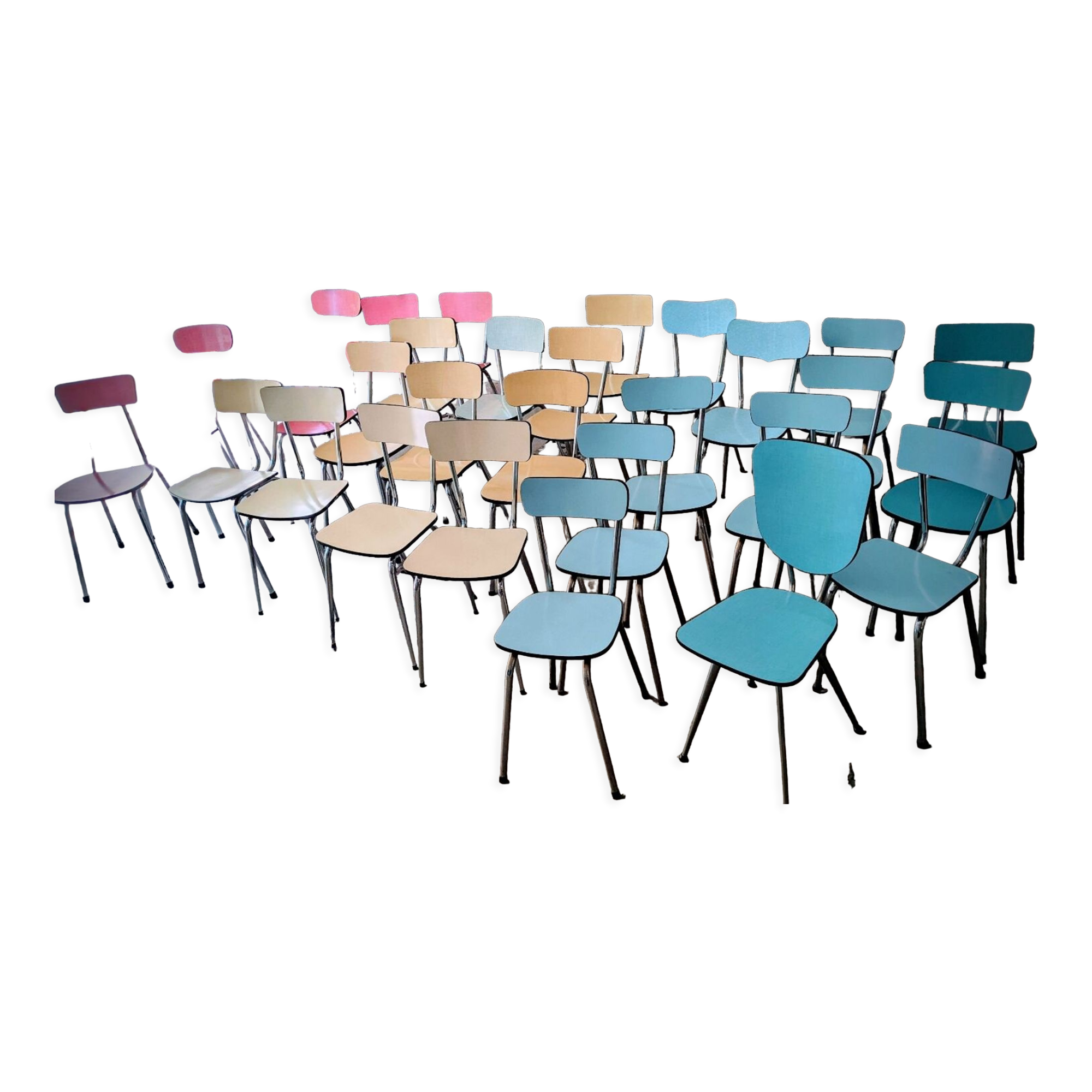 Lot de 38 chaises en formica