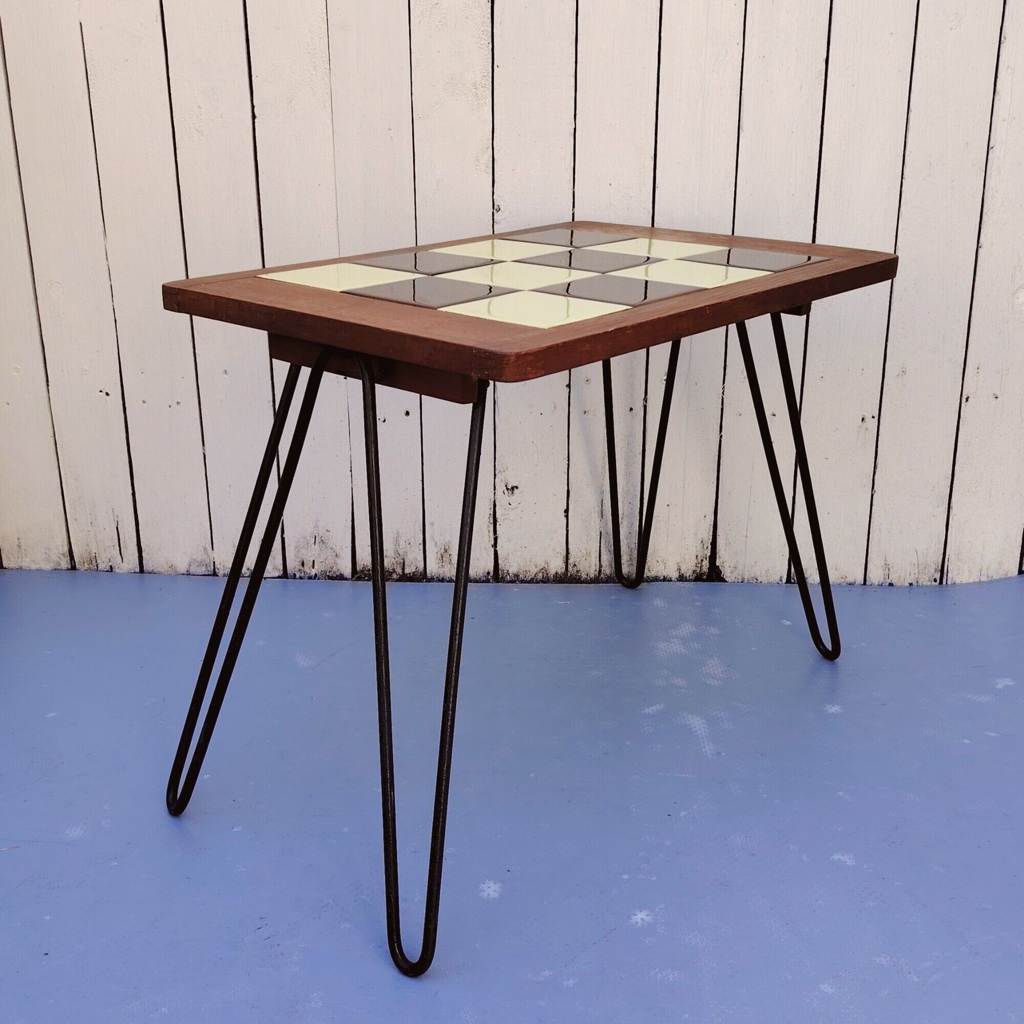 Folding side table, 50s design, trumpet legs, vintage