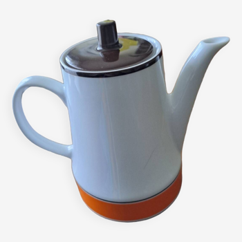 Orange and white teapot