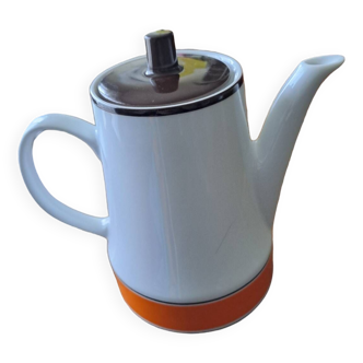 Orange and white teapot