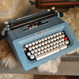 Blue typewriter Ollivetti Studiu 46 years 70