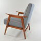 Fauteuil Lune pieds de poule bleu