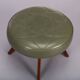 Vintage danish green leather stool, 1960s