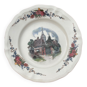 Sarrenguemes dinner plate France vintage, Obernal motif, French countryside, French farmhouse
