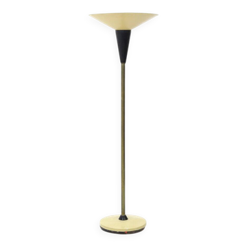 Lampe sur pied avec réflecteur en métal blanc, années 1940