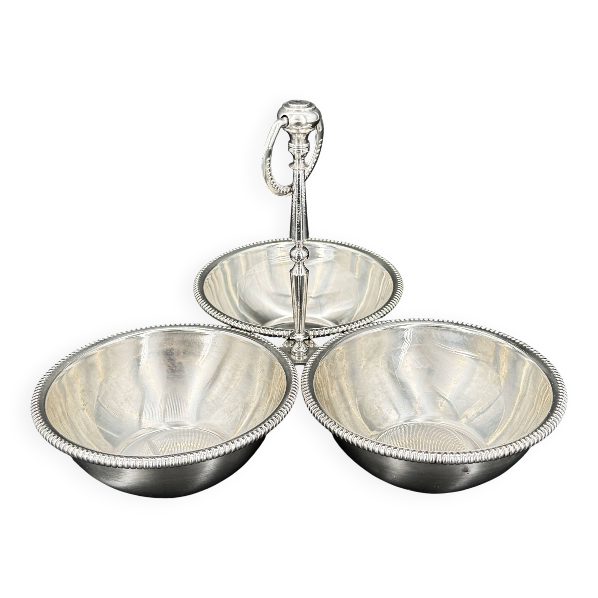 Vintage appetizer display stand with three bowls