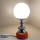 Vintage lamp opaline globe, wood turned orange and chrome 60s 70s