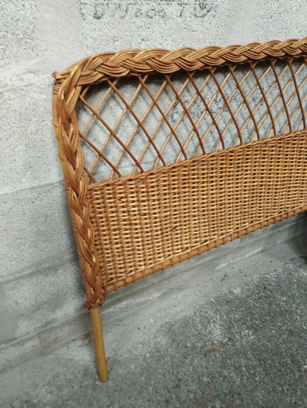 Tête de lit vintage en rotin années 50