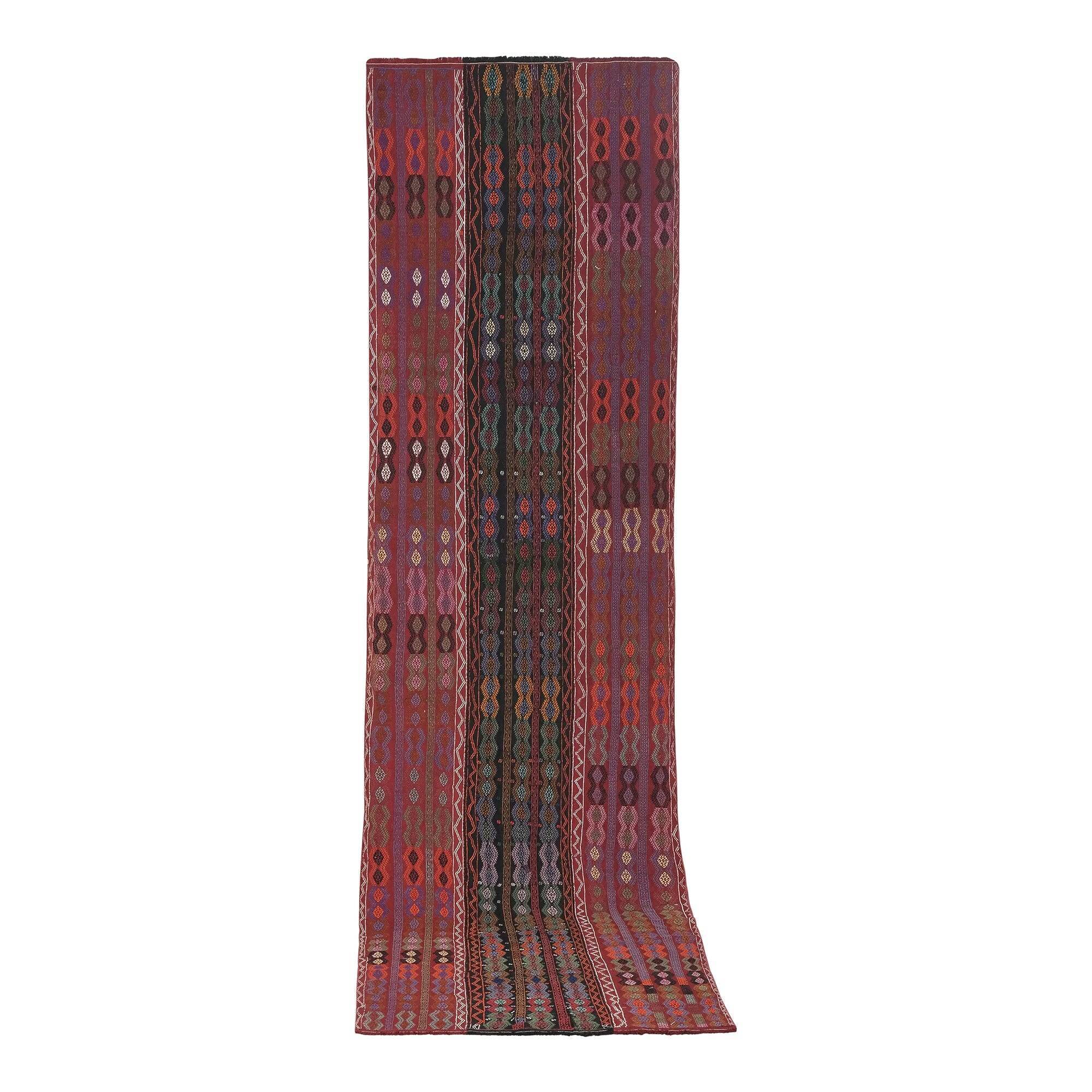Vintage Turkish hallway rug 123x435 cm