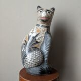 Hand-painted decorative ceramic cat from Tonala, Mexico.
