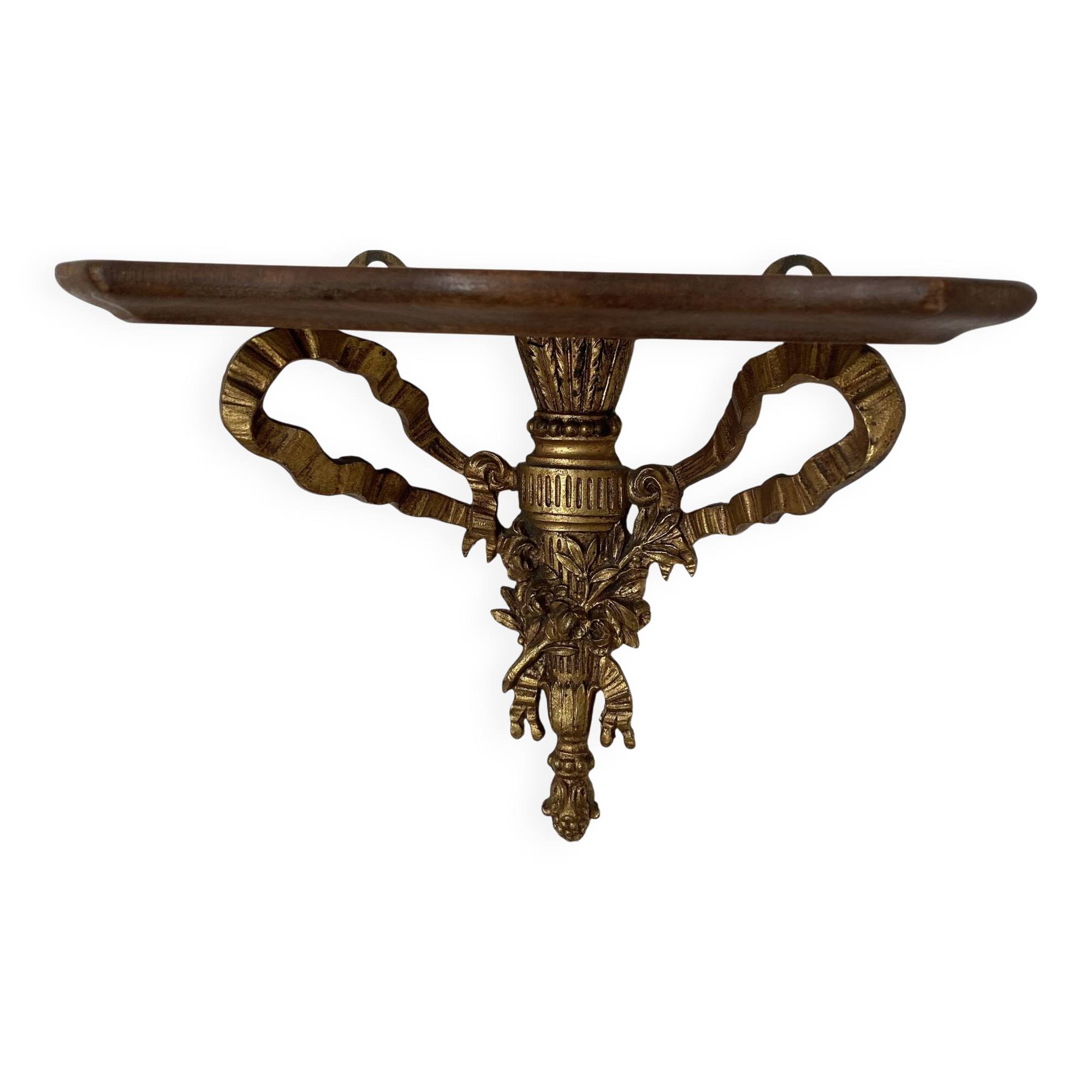 baroque shelf in wood and bronze ribbon
