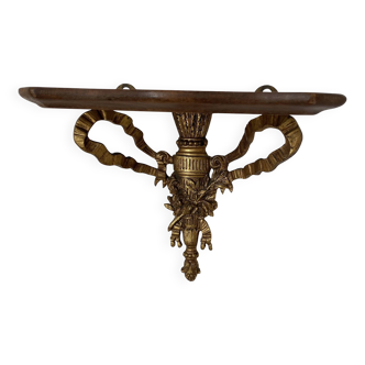Étagère baroque en bois et bronze à décor de ruban
