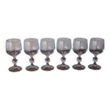 6 antique engraved crystal stemmed glasses