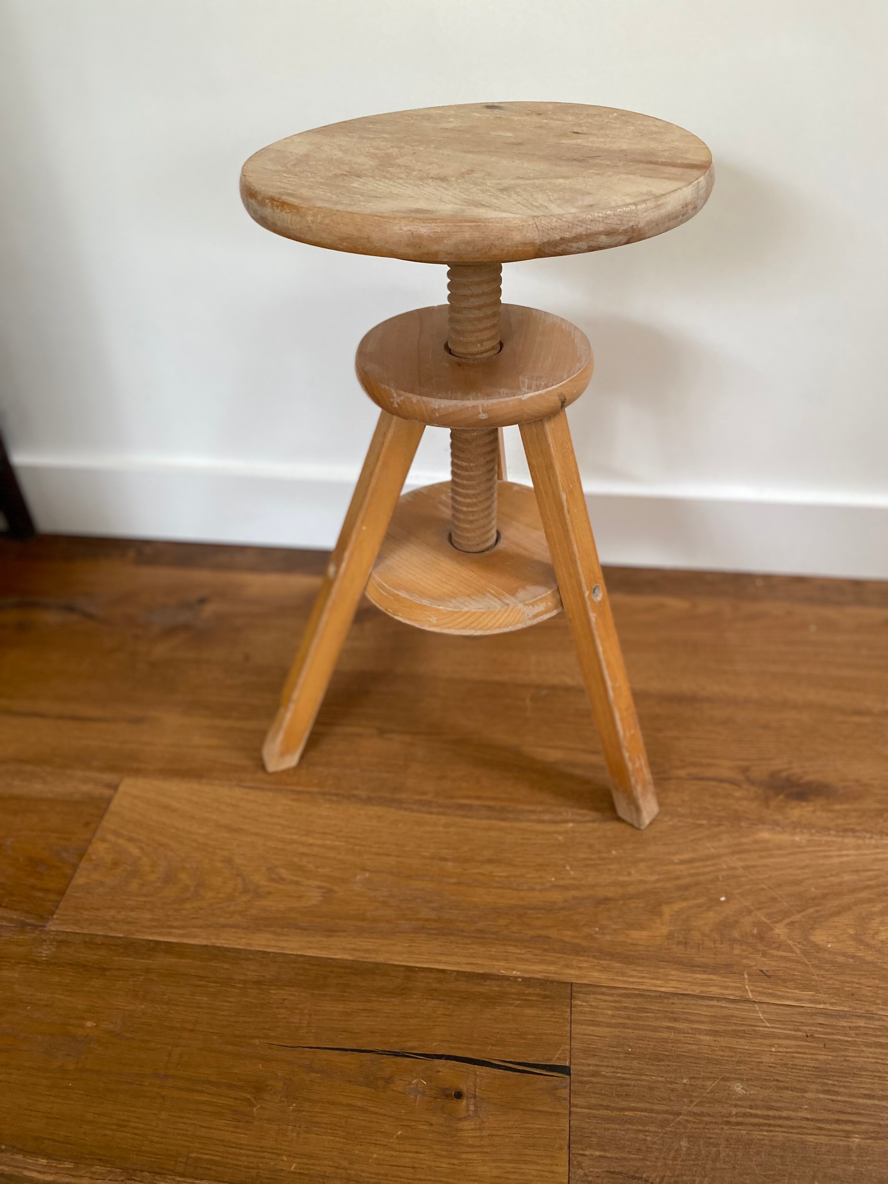 Watchmaker's stool in patinated antique wood