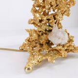 Hollywood Regency lamp base in exploded bronze and quartz Claude Victor Boeltz 1980