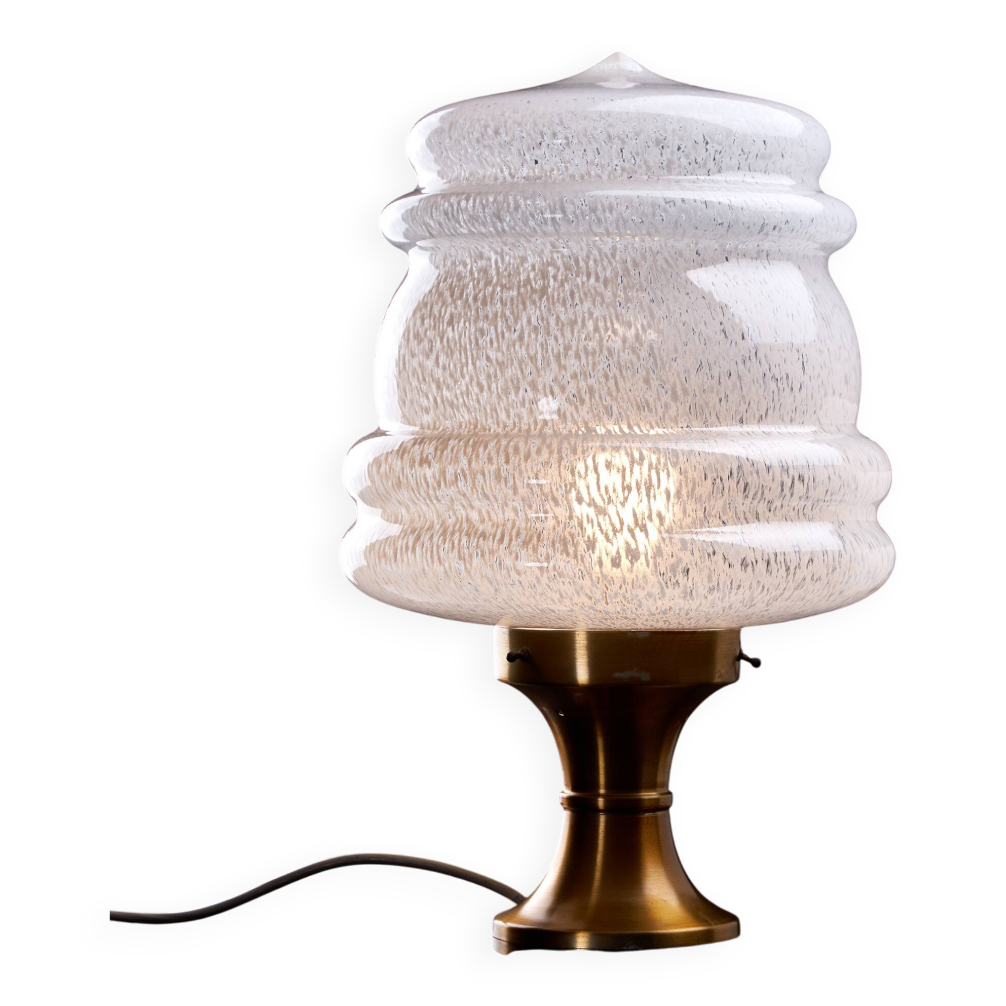 Lampe de table avec base en laiton et verre de Murano