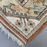 Old Turkish Small Milas Rug 142x85 cm old vintage carpet Ushak Pink Beige Blue