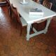 Antique solid oak farmhouse table with turned legs