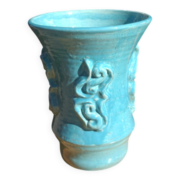 Jean Austruy Ceramic Vase 1950s France Signed