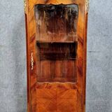 Parisian Louis XV style display case in precious wood marquetry circa 1850