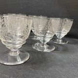 6 stamped Baccarat Lulli wine glasses