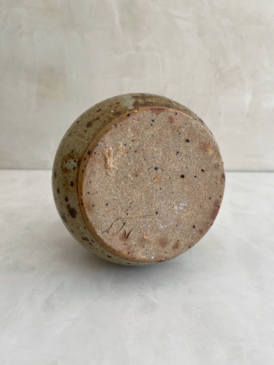 Vintage pyrite stoneware ball vase
