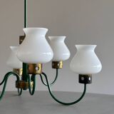 1960s vintage chandelier with opaline lampshade