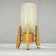 1970s Czech Mid-Century Glass and Wood Tripod Table Lamp by Dřevo Humpolec