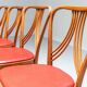 Set of 4 dining chairs in blond wood and faux leather red Italy 1950s