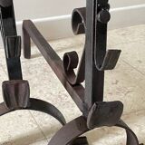 Pair of vintage steel brutalist andirons