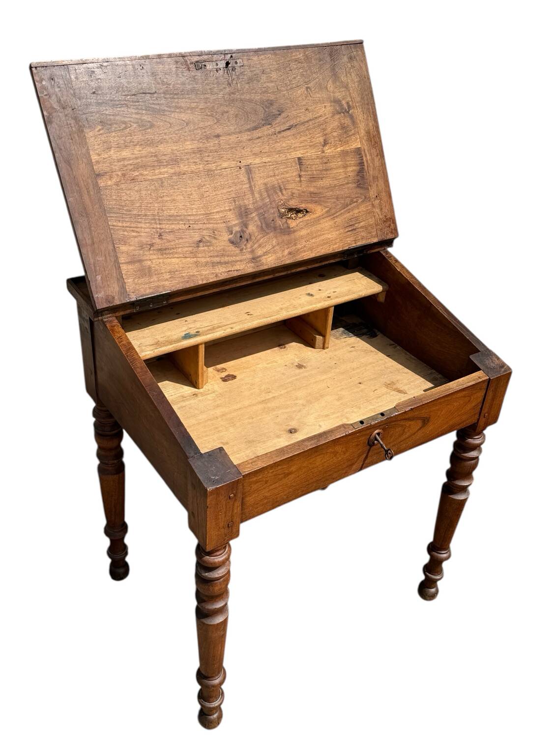 19th century Louis Philippe walnut drop-leaf desk
