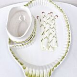 Large Asparagus Dish With Vintage Ceramic Barbotine Saucepan