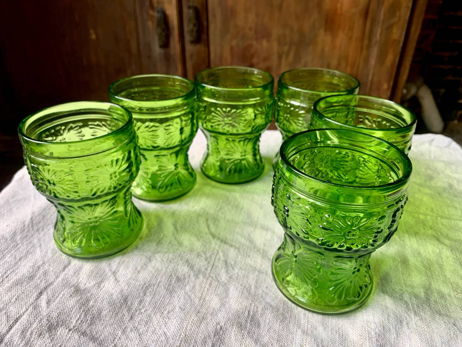 Green orangeade glasses, Italy, 1970s