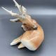 Royal Dux porcelain lying deer – Vintage Bohemian sculpture, mod