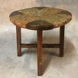 Lot de 4 tabourets modernistes rond en grosse paille