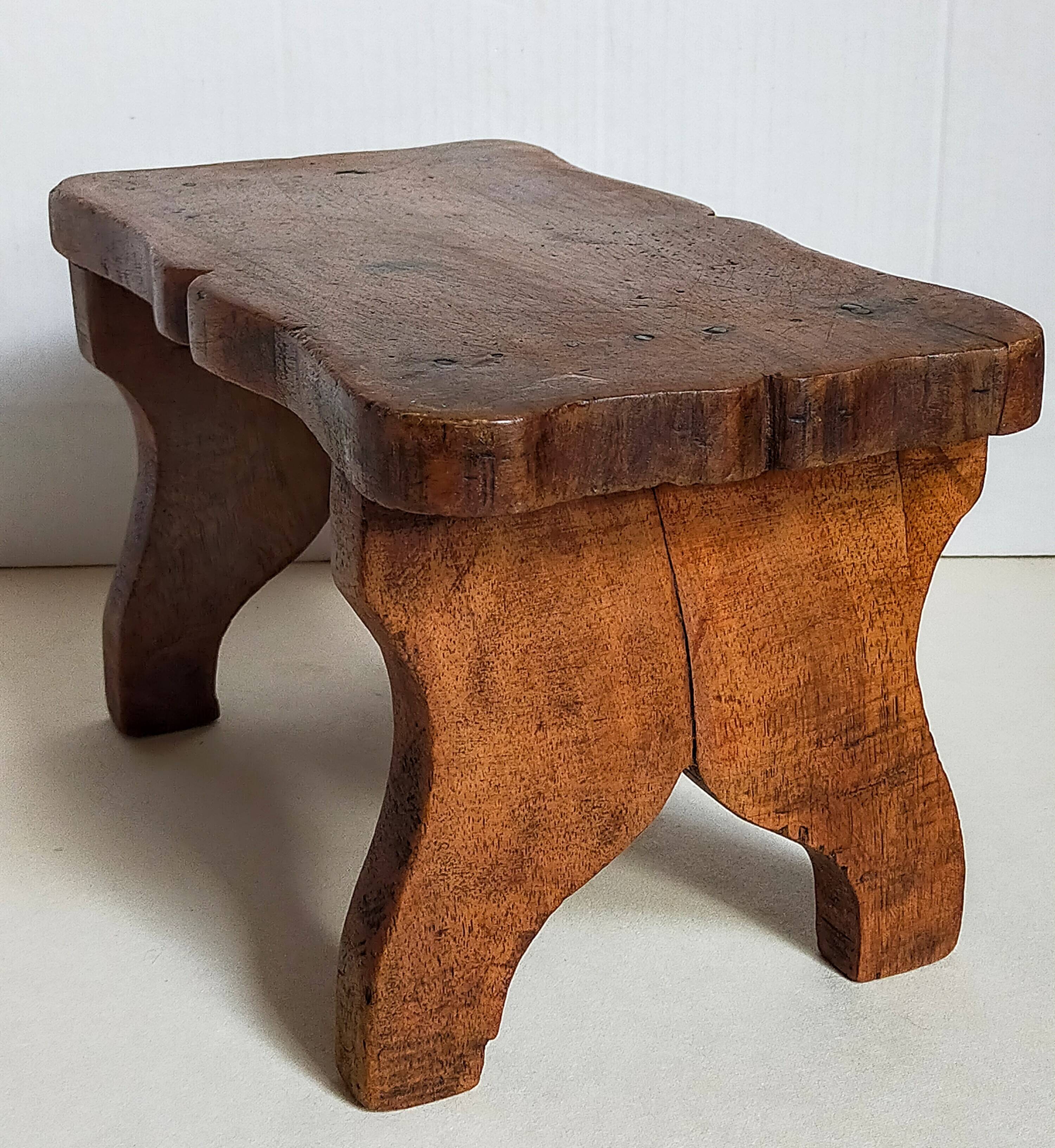 Old solid wood footrest stool