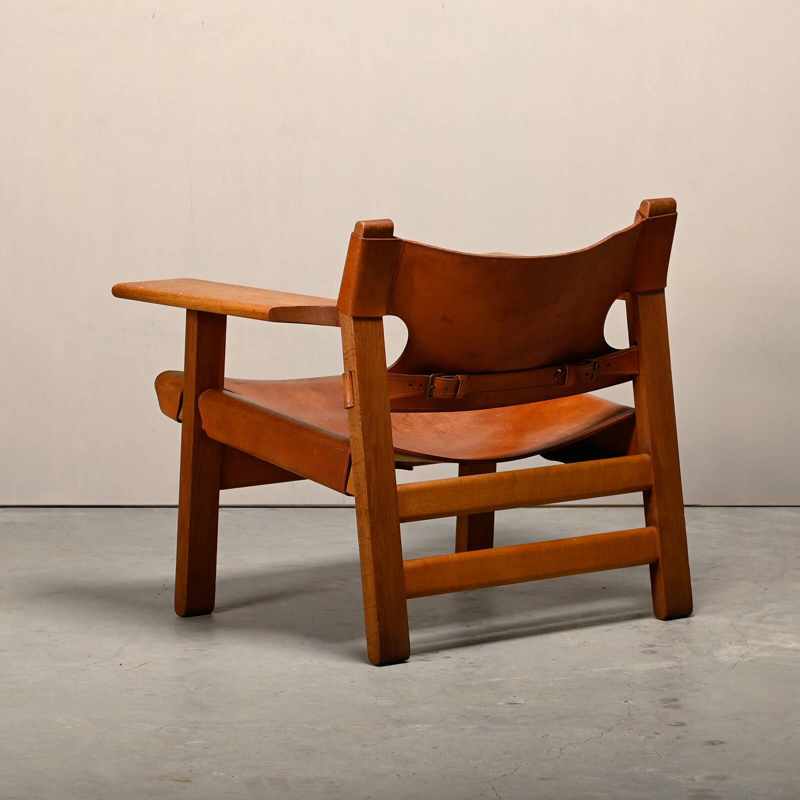 Børge Mogensen Spanish Chair in Cognac Leather and Oak for Fredericia, 1967
