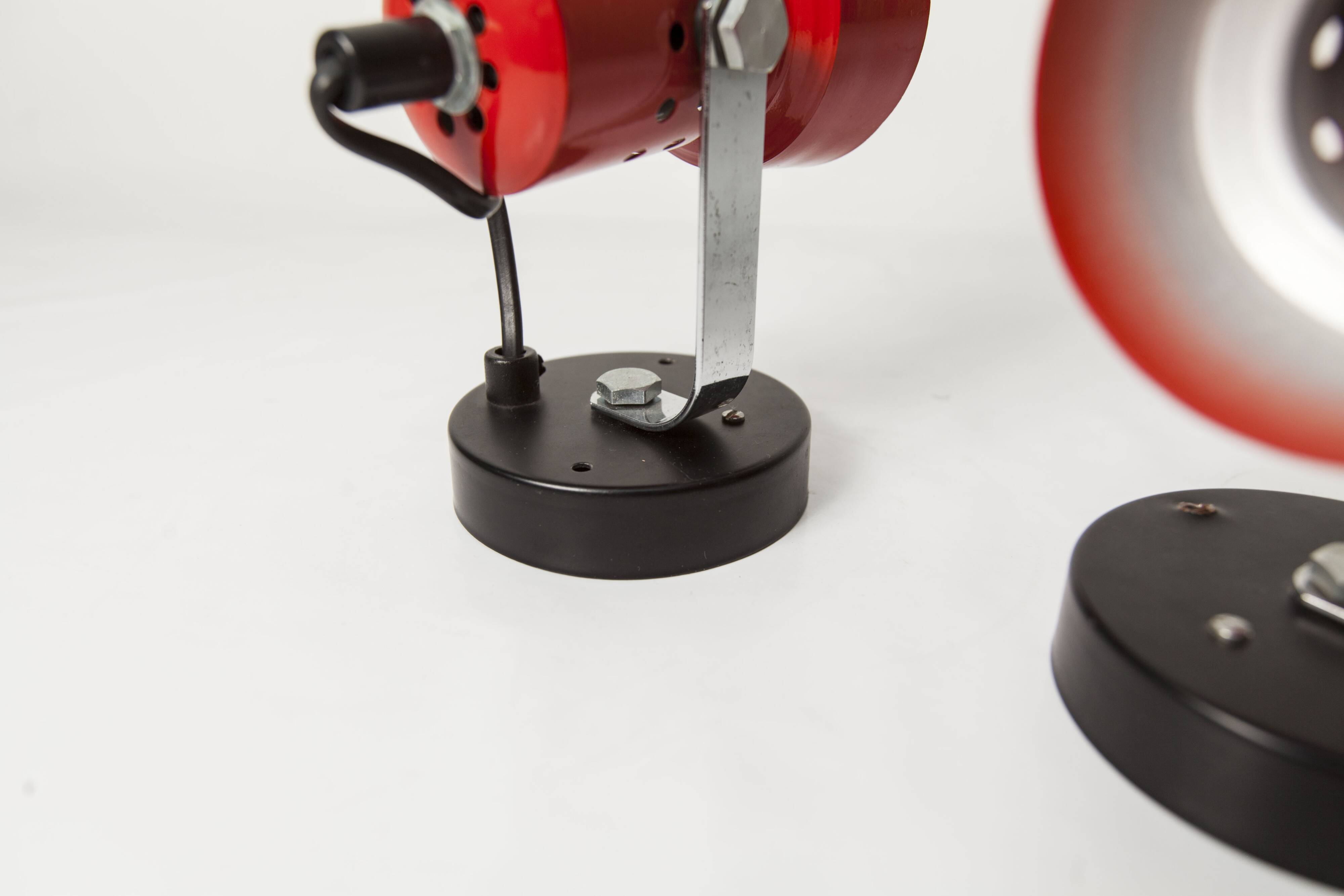 Pair of 1970s red and black wall lights