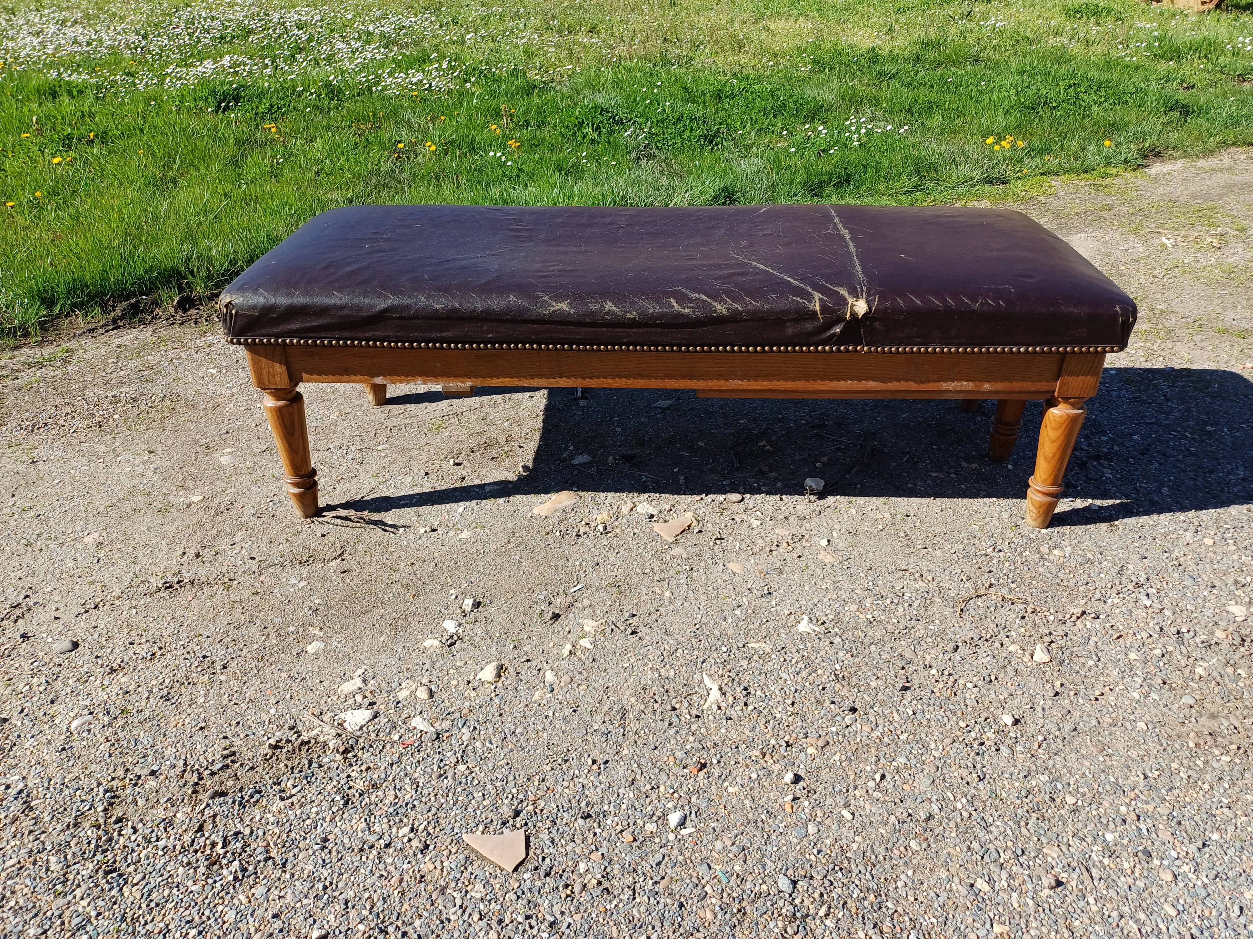 Doctor's bench oak and leather 19th