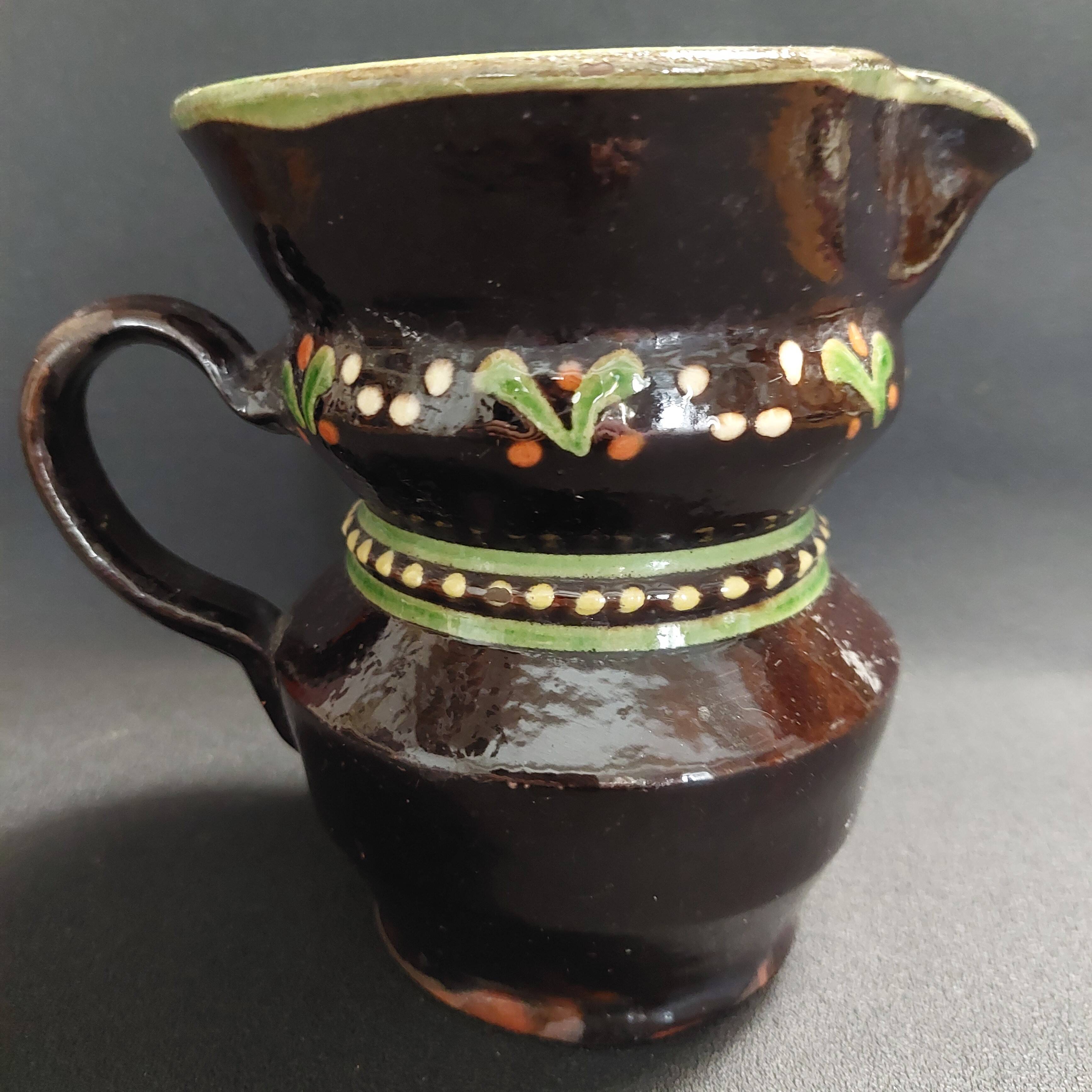 Glazed terracotta pitcher from Savoie, early 20th century