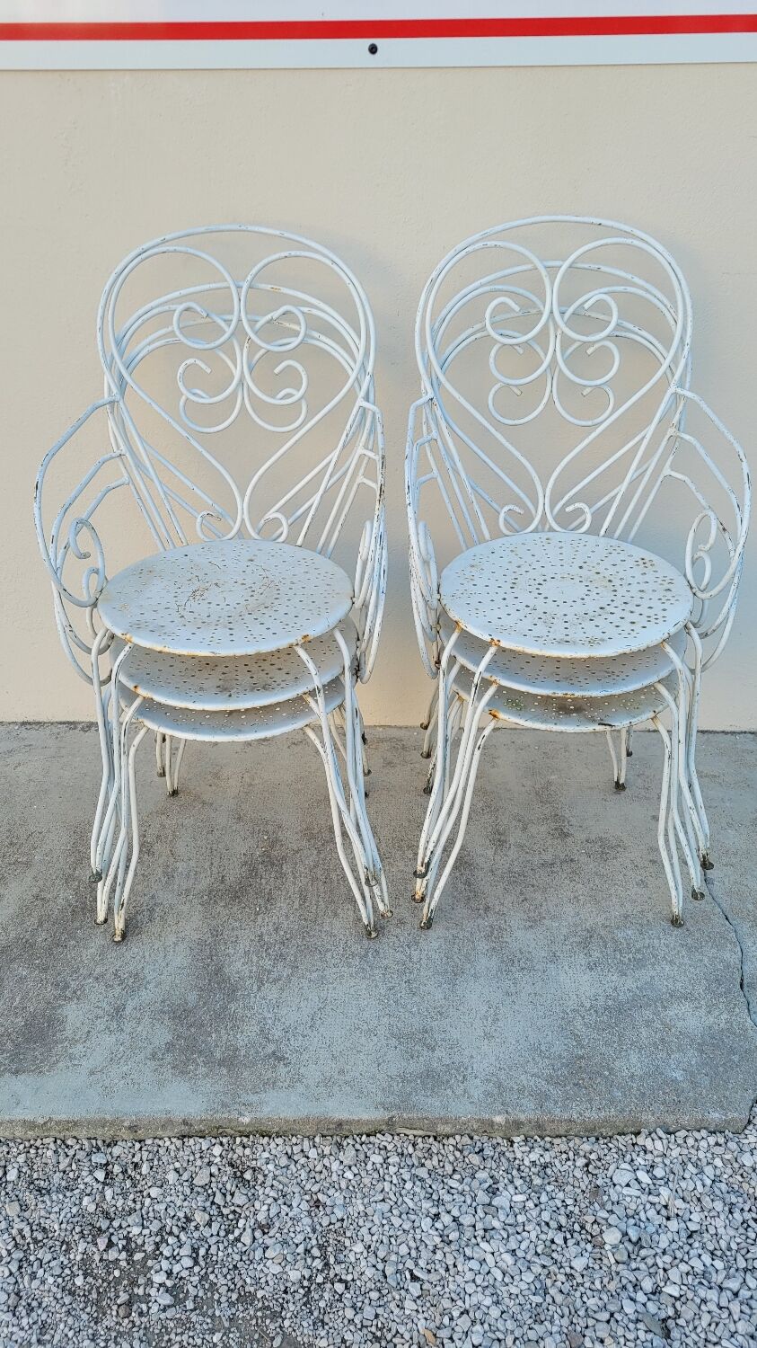 Salon de jardin série de 6 fauteuils en fer de jardin