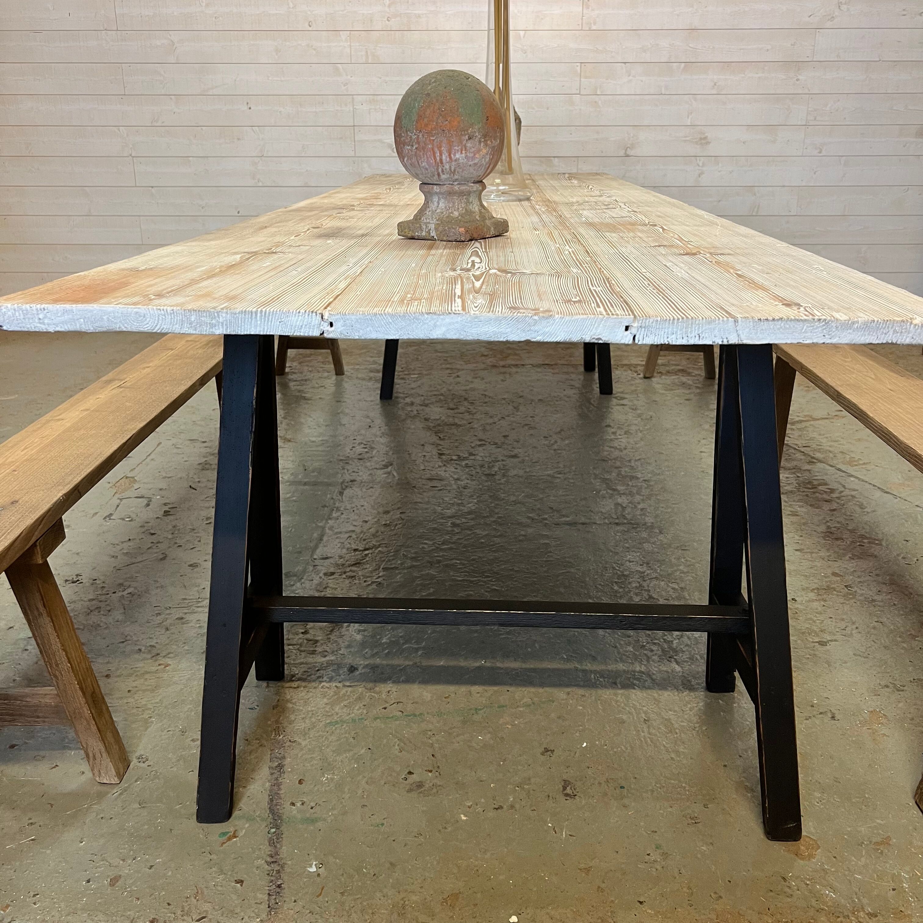 Large pine guinguette farm table