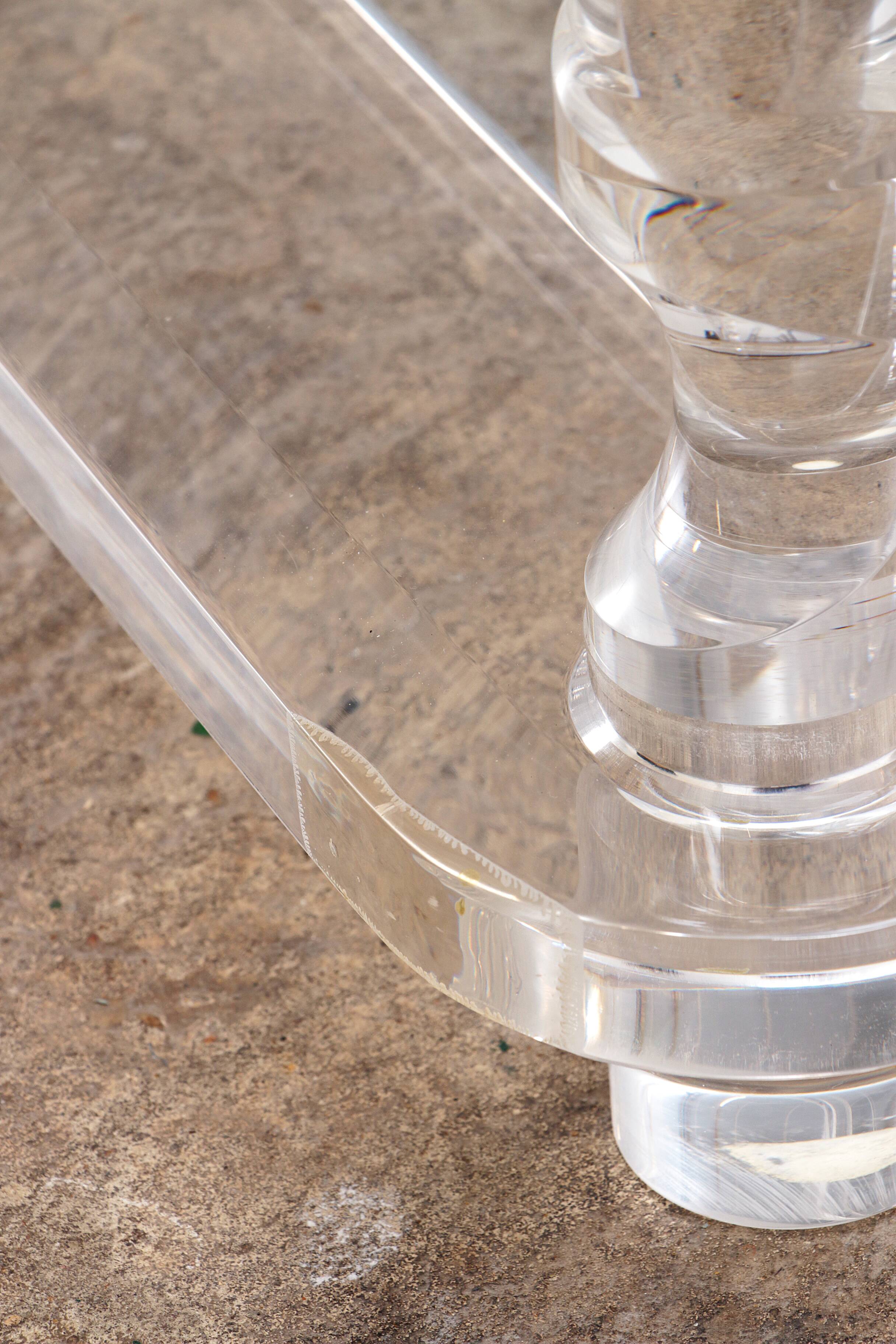 French Coffee Table Lucite and Glass Maison Romeo, 1970s