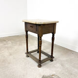 Antique oak hall table with stone top