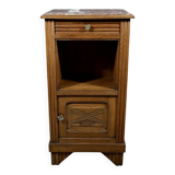 Living Room or Nightstand Table in Oak and Marble, Art Deco – 1930