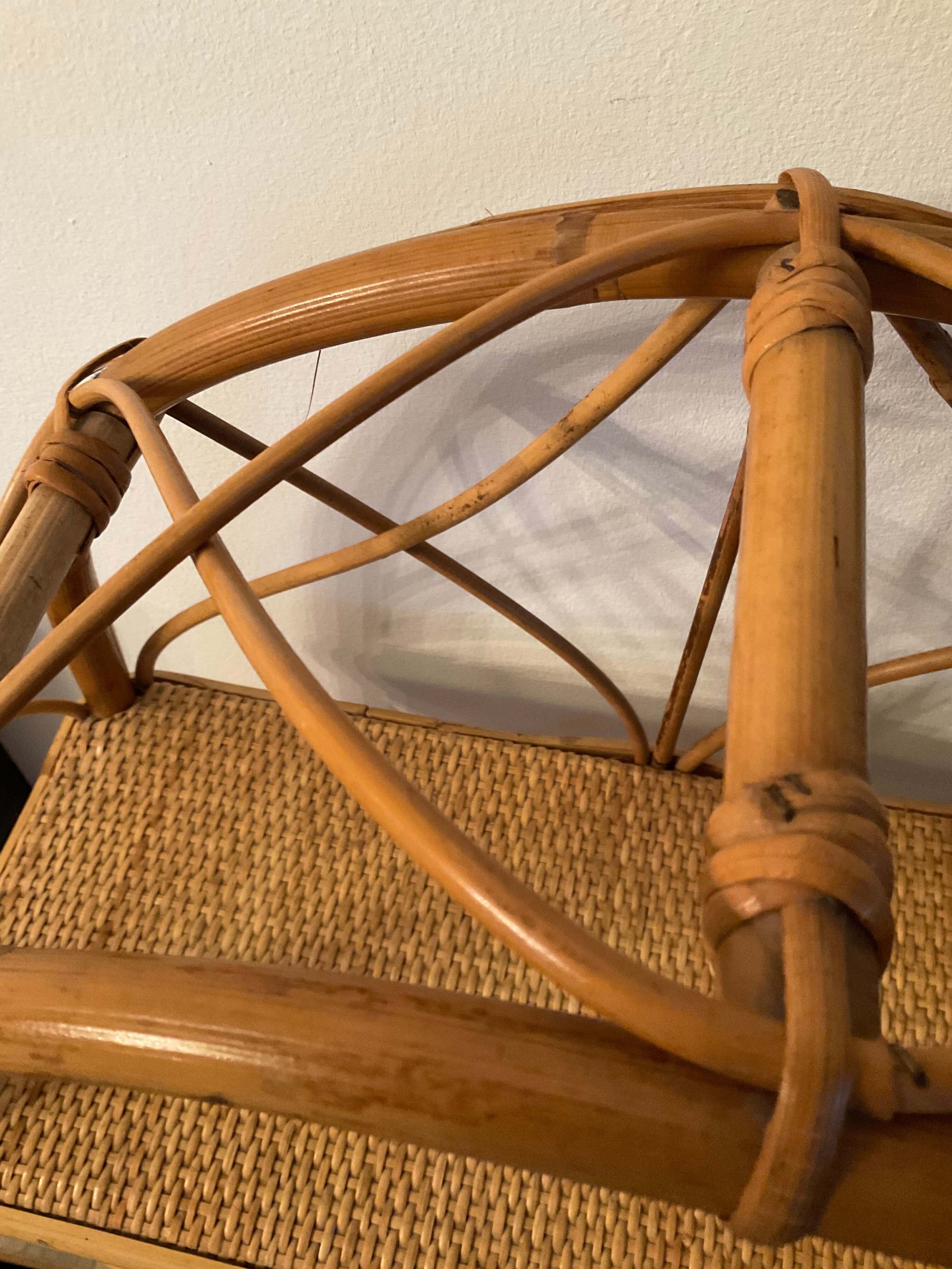 Vintage rattan and wicker shelf 70s